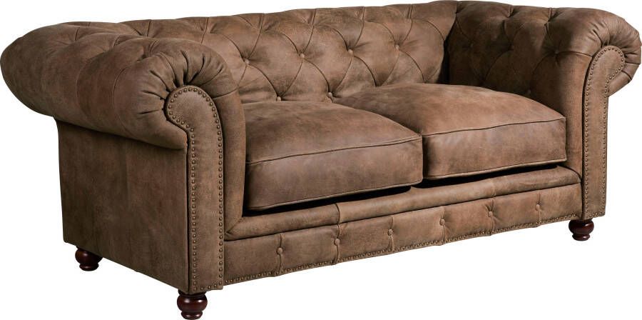 Max Winzer Chesterfield-bank Old Engeland 2-zitsbank van leer met capitonnage & siernagels breedte 192 cm