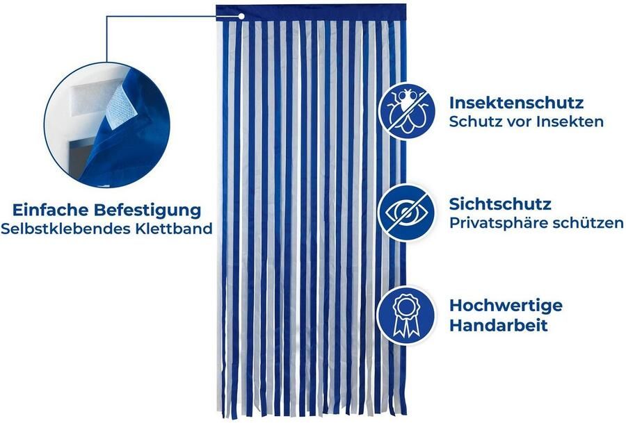 Maximex Deurgordijn Insectenbescherming Blauw wit op maat te snijden (1 stuk) - Foto 5