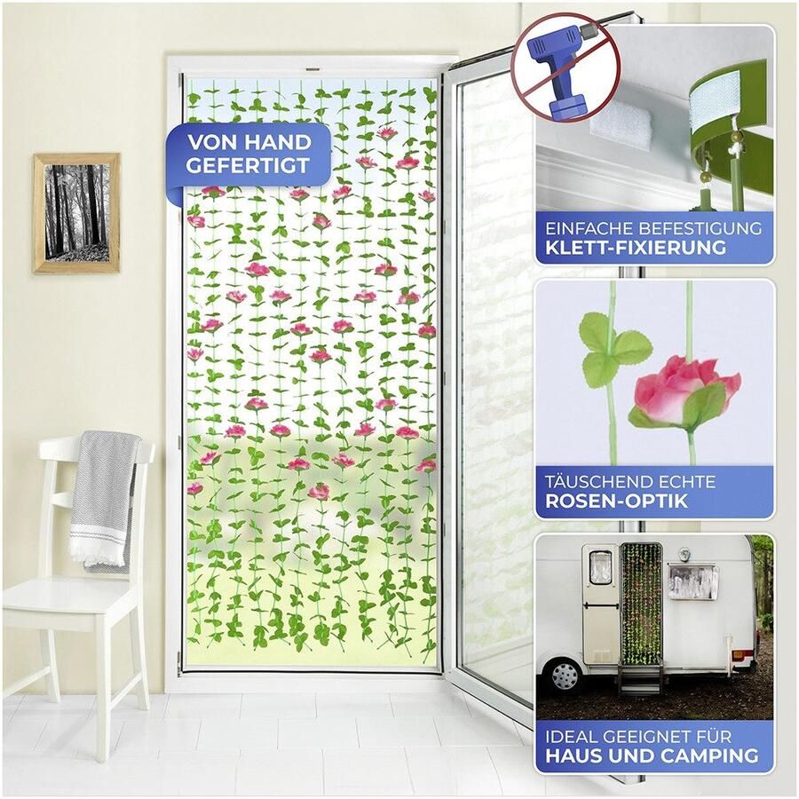 Maximex Deurgordijn Rosen Bladeren gordijn voor balkon en terras insecten- en privacybescherming (1 stuk) - Foto 2