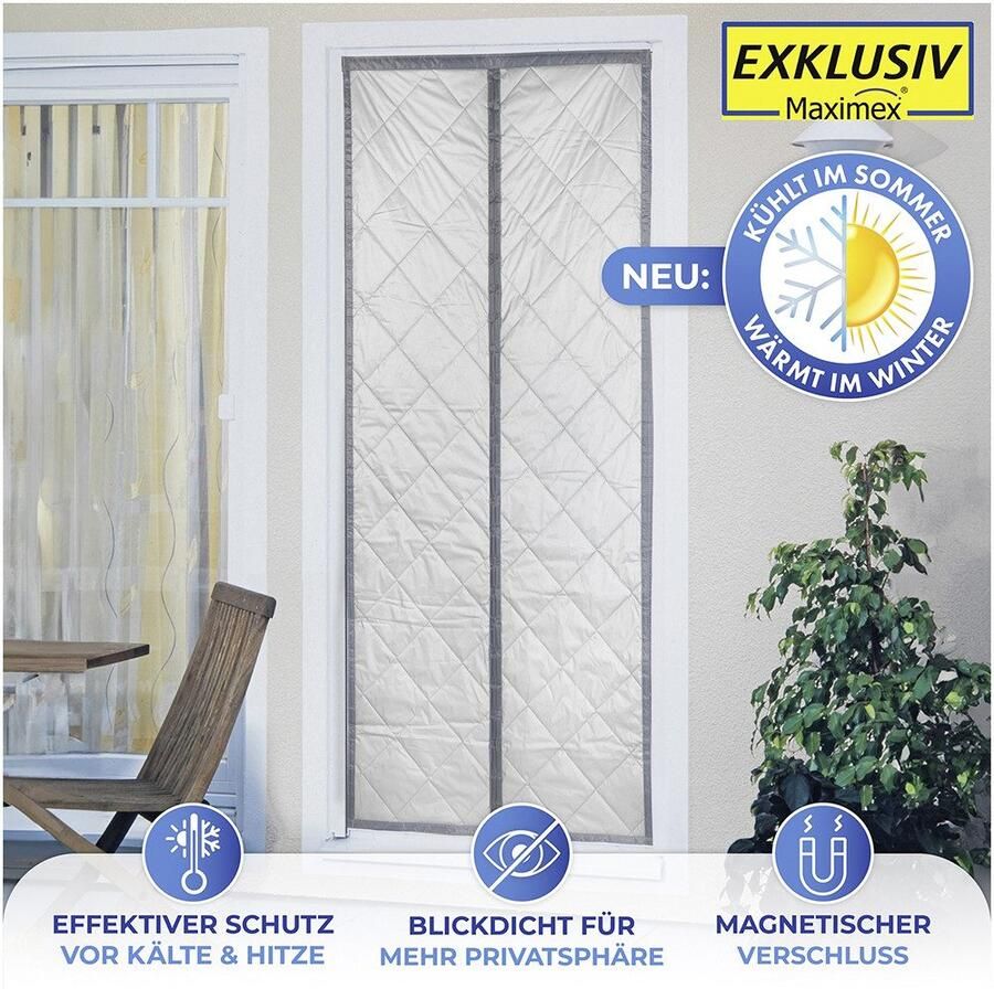 Maximex Deurgordijn Warmtebescherming 2in1 80x200 cm thermo-gordijn reflecterende buitenkant ondoorzichtig (1 stuk) - Foto 5