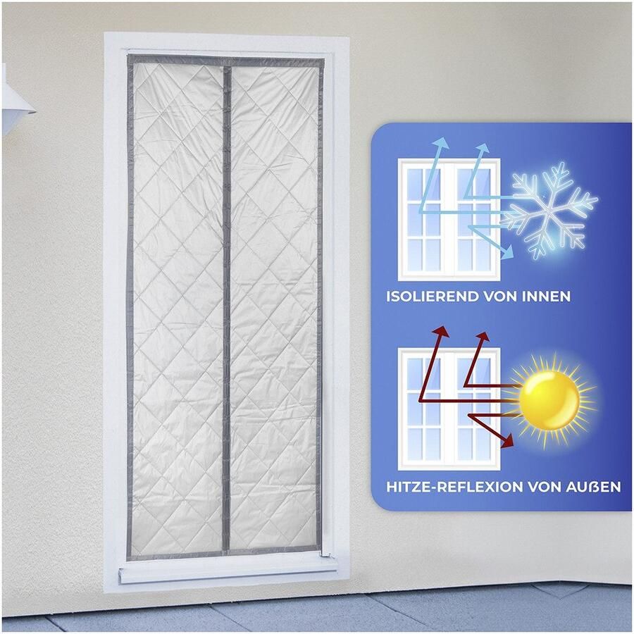 Maximex Deurgordijn Warmtebescherming 2in1 80x200 cm thermo-gordijn reflecterende buitenkant ondoorzichtig (1 stuk) - Foto 3