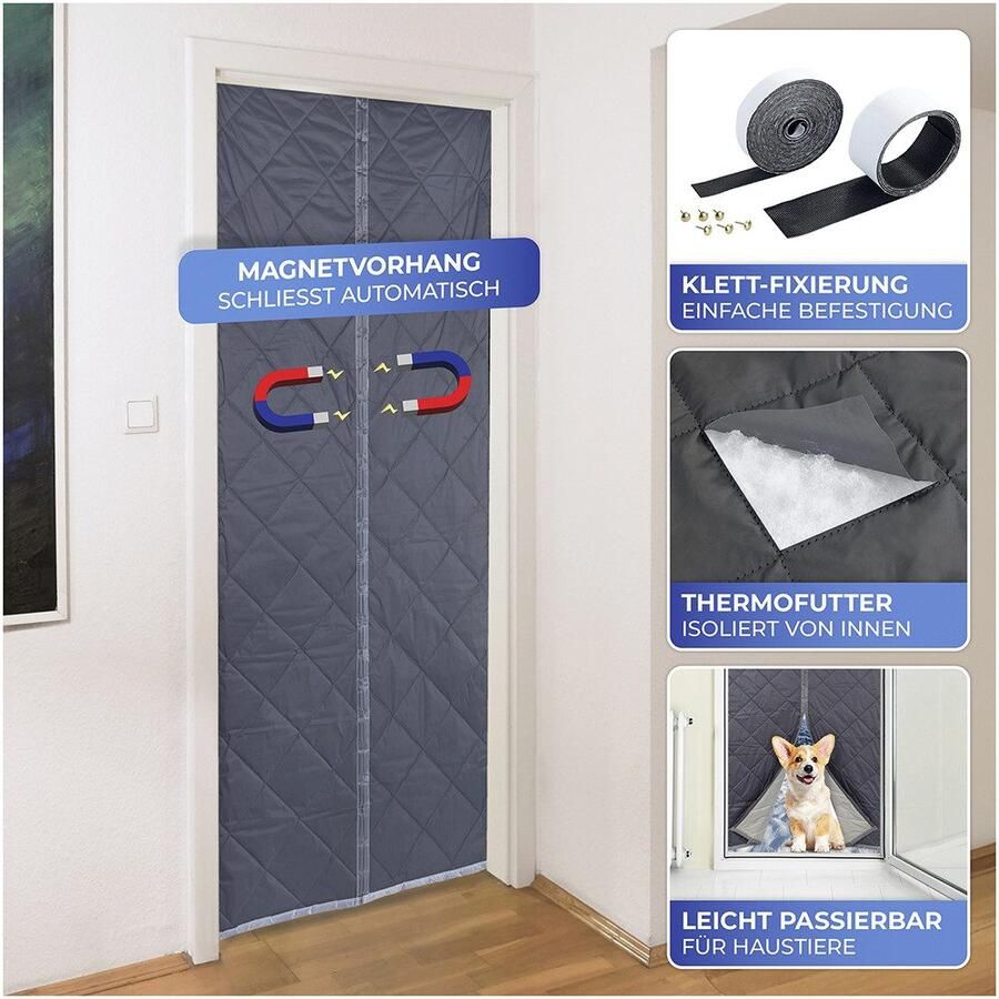 Maximex Deurgordijn Warmtebescherming 2in1 80x200 cm thermo-gordijn reflecterende buitenkant ondoorzichtig (1 stuk) - Foto 4