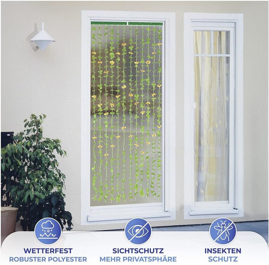 Maximex Deurgordijn Zonnebloemen Bladeren gordijn voor balkon en terras insecten- en privacybescherming (1 stuk) - Foto 4