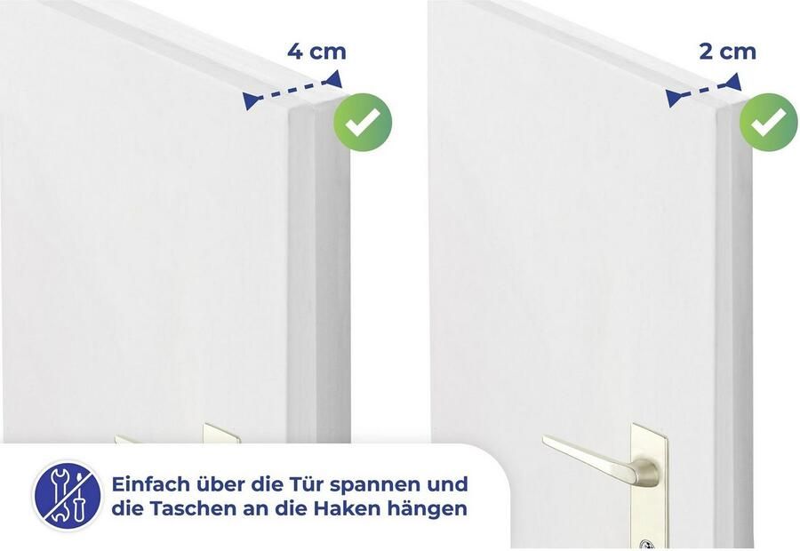 Maximex Deurrekje Tasgarderobe voor 8 tassen om op te hangen aan deuren met deurbreedtes van 2 4 cm (set 2 stuks) - Foto 4