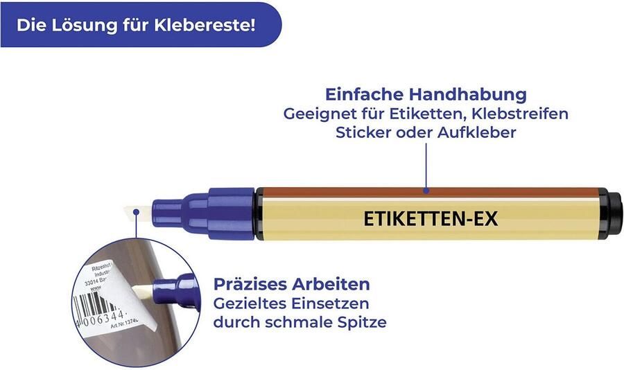 Maximex Etikettenrol Etiketten-ex en zelfklevende etiketten zelfklevend voor labelen met etiketverwijder pennen (set 4 stuks) - Foto 6