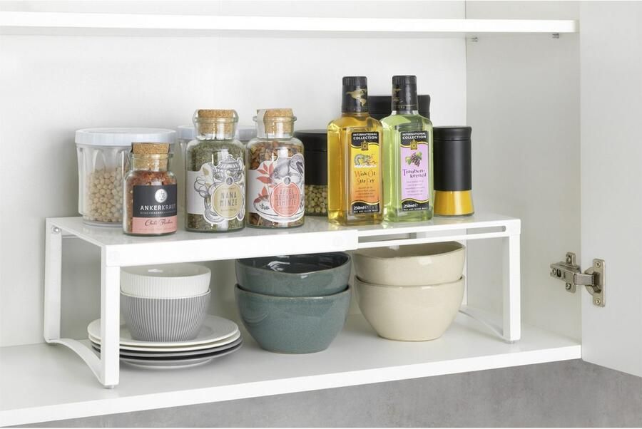 Wenko Legplank voor keukenkastje op pootjes metalen inzet voor eenvoudig opbergen in breedte verstelbaar 30-54 x 25 x 15 cm - Foto 6