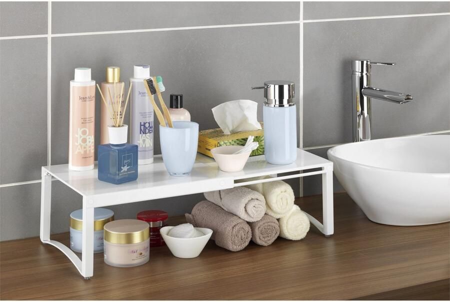 Wenko Legplank voor keukenkastje op pootjes metalen inzet voor eenvoudig opbergen in breedte verstelbaar 30-54 x 25 x 15 cm - Foto 5