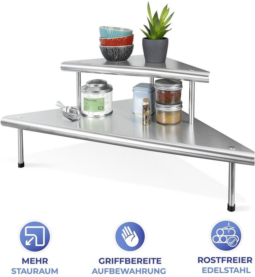 Maximex Keukenrek Massivo Duo Hoekrek voor de keuken 2 planken meer ruimte op het werkblad - Foto 5