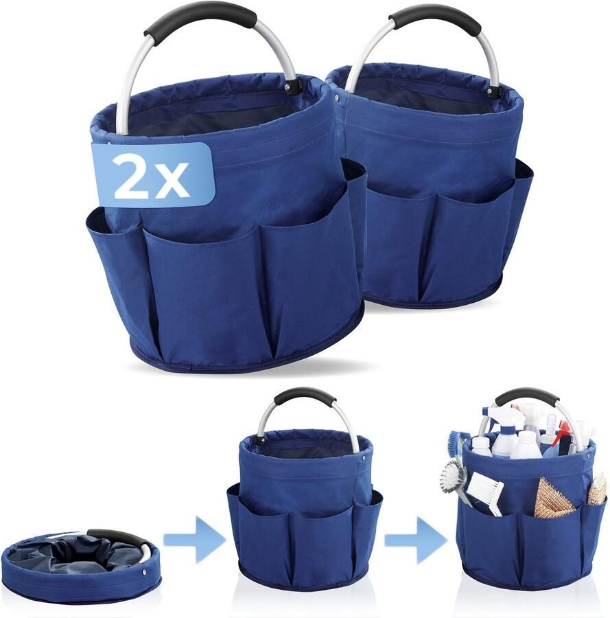 Maximex Organizer Universal-Reinigungs-Caddy Multifunctioneel mand met 6 buitenzakken ideaal voor huishouden tuin & kamperen (set 2-delig) - Foto 6