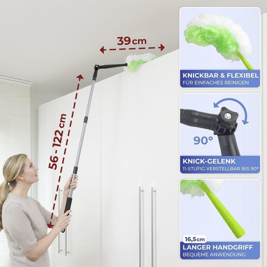 Maximex Plumeau 2in1 Stofwisser met telescopische steel en knikgewricht antistatisch - Foto 6