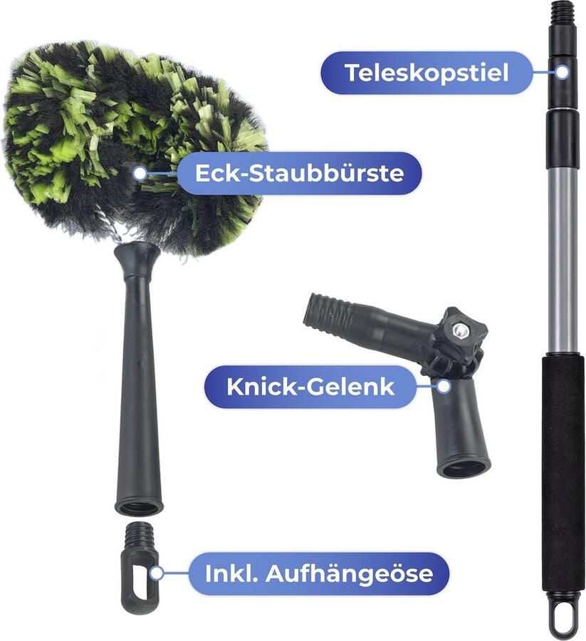 Maximex Plumeau 3in1 Hoek-stofborstel telescopische steel & knikgewricht droog- & natreiniging - Foto 8
