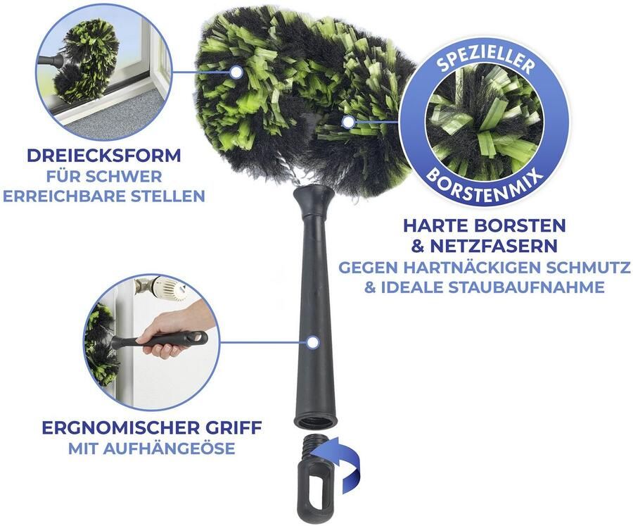 Maximex Plumeau 3in1 Hoek-stofborstel telescopische steel & knikgewricht droog- & natreiniging - Foto 9