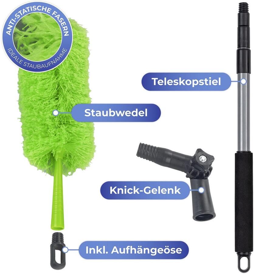 Maximex Plumeau Microvezel met telescopische steel en knikverbinding Stofwisser antistatische vezels reinigingshoek tot 90° - Foto 6