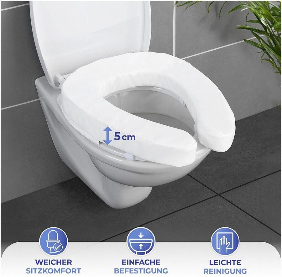 Maximex Verhoogde toiletbril hoes WC-zitkussen SOFT Vervangbare hoes voor comfort WC-zitting verhoging 2 in 1 afneembaar (1 stuk) - Foto 3
