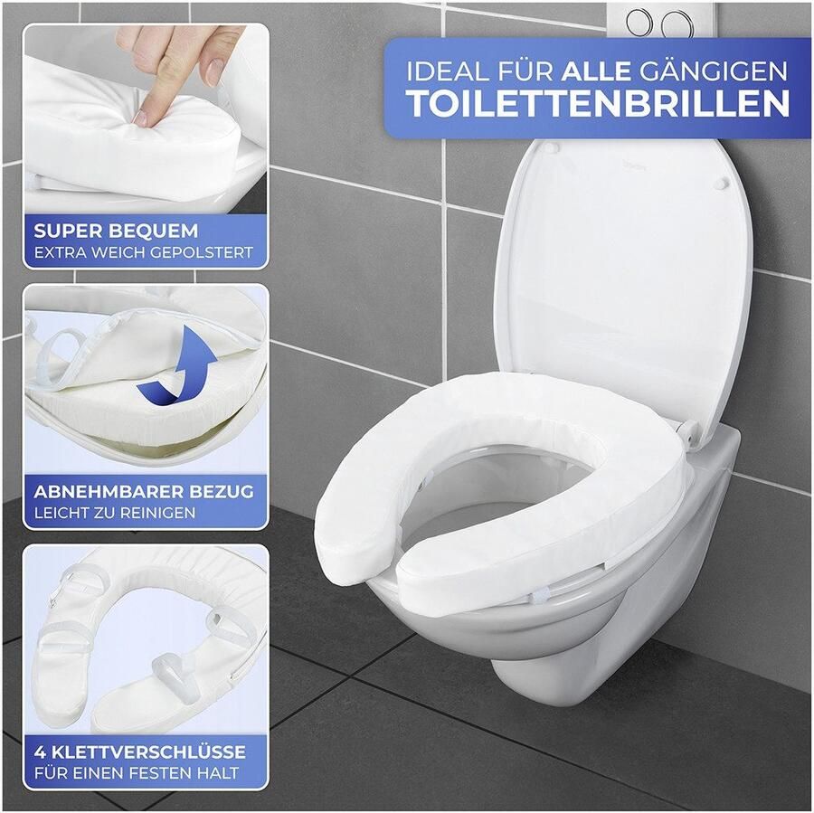 Maximex Verhoogde toiletbril hoes WC-zitkussen SOFT Vervangbare hoes voor comfort WC-zitting verhoging 2 in 1 afneembaar (1 stuk) - Foto 2