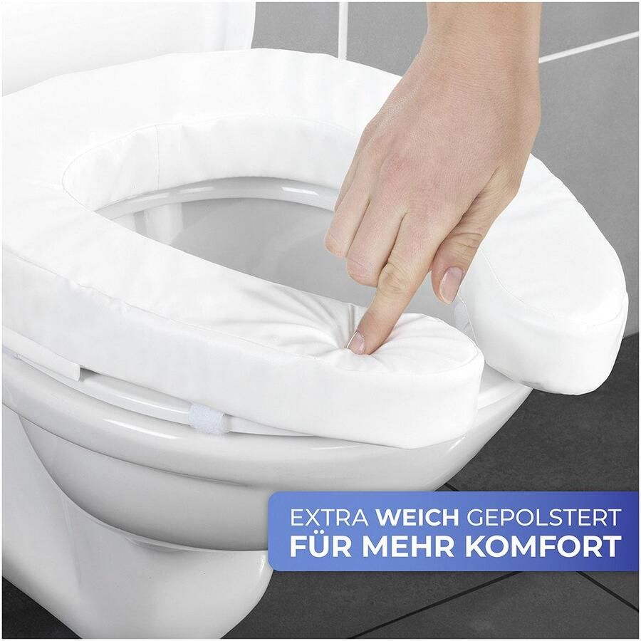 Maximex Verhoogde toiletbril hoes WC-zitkussen SOFT Vervangbare hoes voor comfort WC-zitting verhoging 2 in 1 afneembaar (1 stuk)