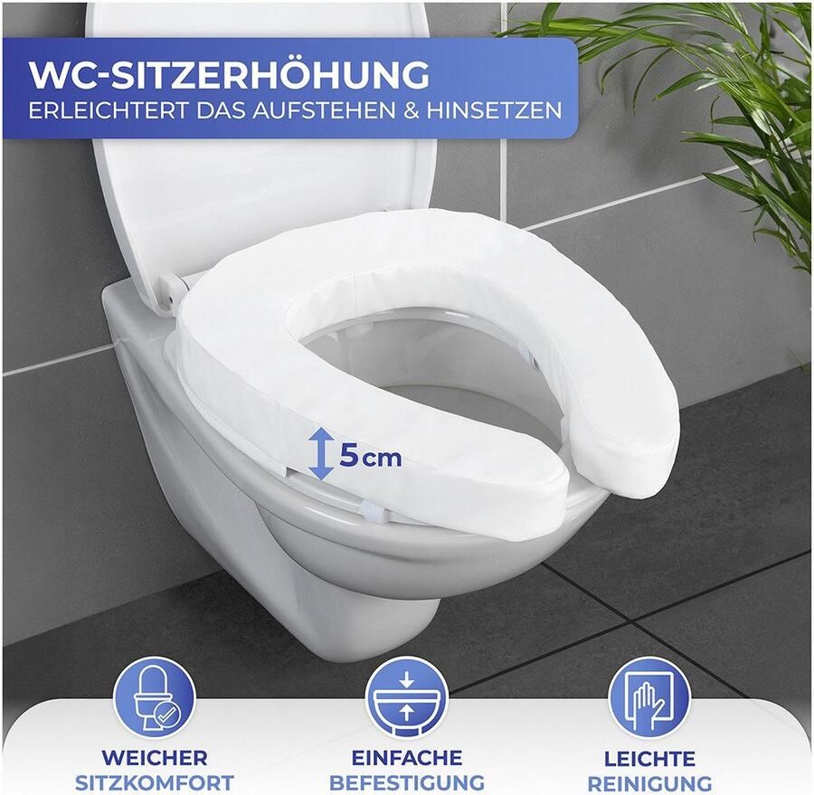 Maximex Verhoogde toiletbril WC-zitkussen SOFT gevoerde zitting verhoging voor alle gangbare toiletbrillen - Foto 5