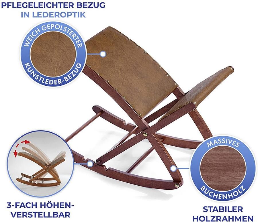 Maximex Voetenbankje Comfort Beinschaukel massief houten frame drievoudig verstelbaar opvouwbaar - Foto 5
