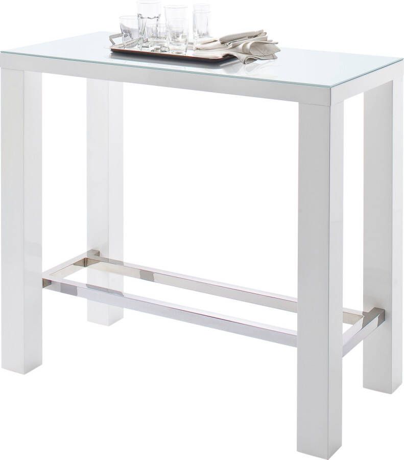 MCA furniture Bartafel Jam Bartafel hoogglans-wit keukentafel statafel met veiligheidsglas