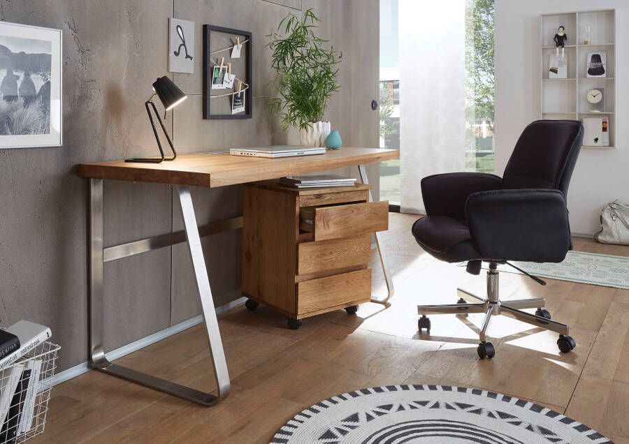 MCA furniture Bureau Beno 140 cm breedte met frame in edelstaal-look - Foto 7