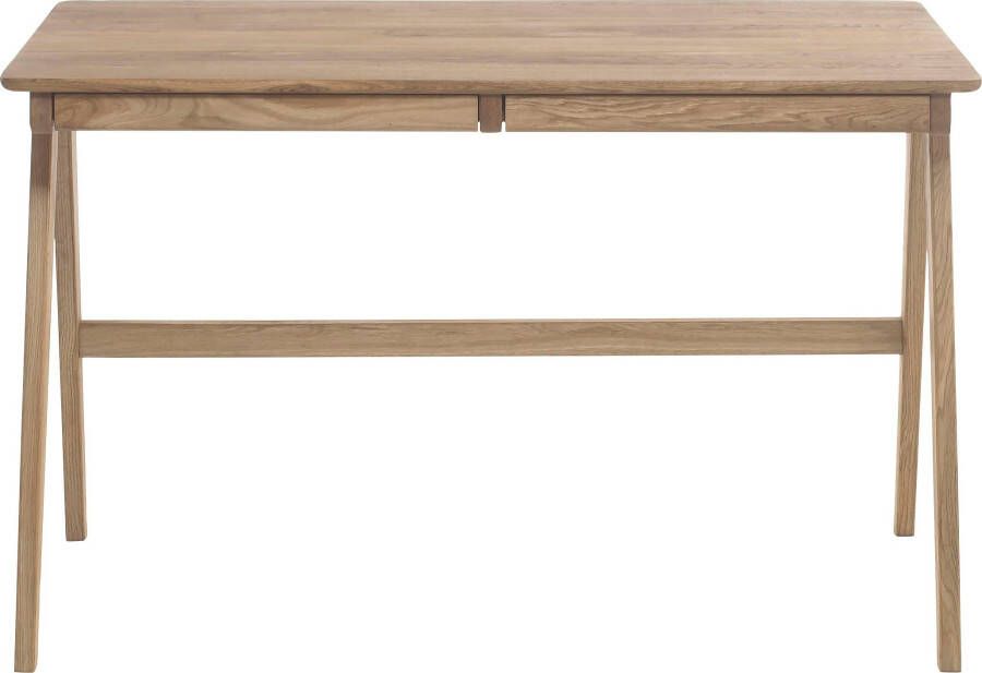 MCA furniture Bureau Delia Noesteiken massief hout geolied met laden breedte 120 cm