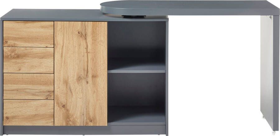 MCA furniture Bureau Mantua met open kast tafelblad draaibaar