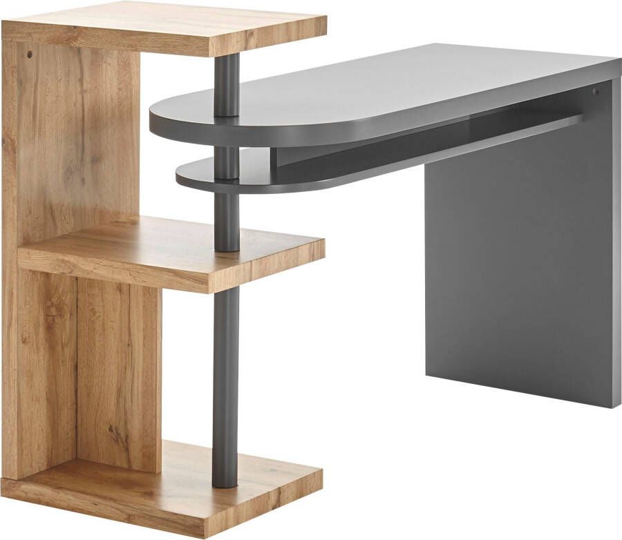 MCA furniture Bureau Moura met kastelement hoogglans-wit tafelblad draaibaar breedte 145 cm