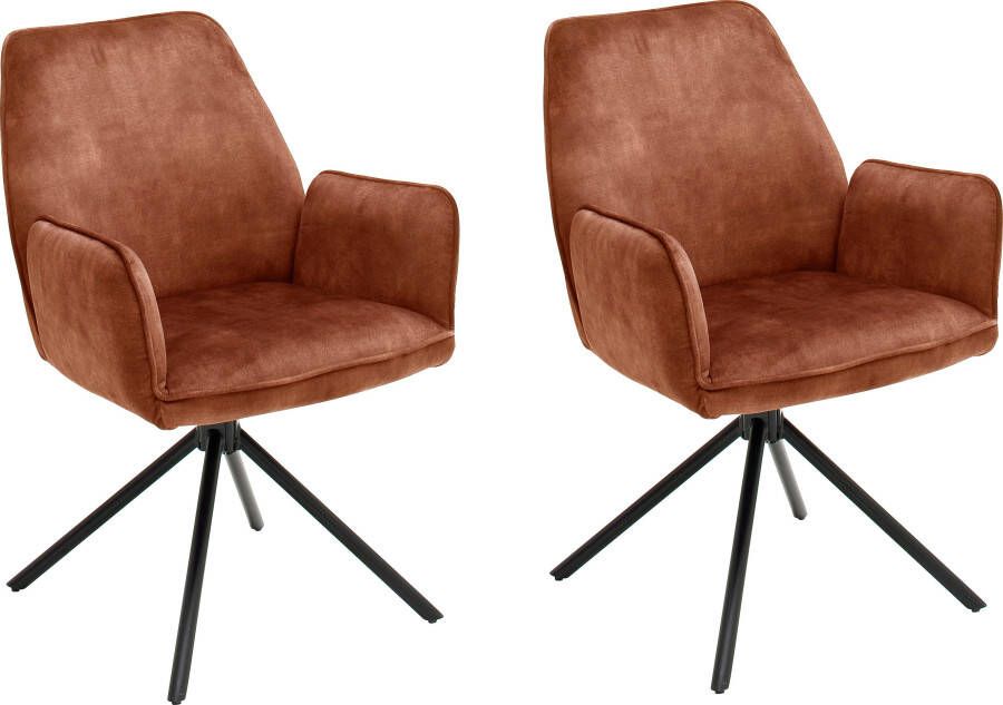 MCA furniture Eetkamerstoel Ottawa met armleuning Vintage suède-look met opstaande naad stoel belastbaar tot 120 kg (set 2 stuks) - Foto 5