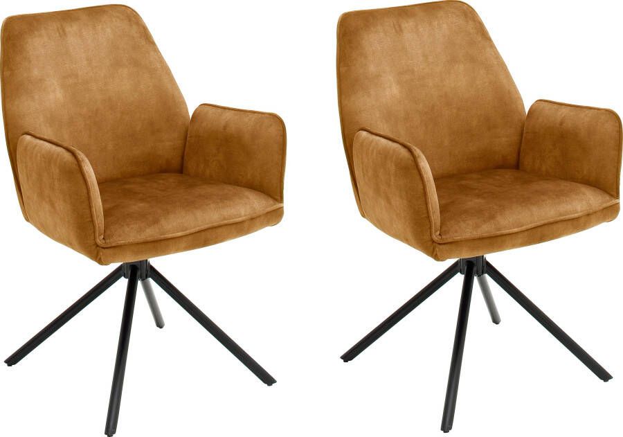 MCA furniture Eetkamerstoel Ottawa met armleuning Vintage suède-look met opstaande naad stoel belastbaar tot 120 kg (set 2 stuks) - Foto 5