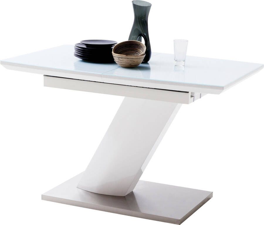 MCA furniture Eettafel Galina Bootvorm in wit met synchroon uittreksysteem voorgemonteerd veiligheidsglas - Foto 1