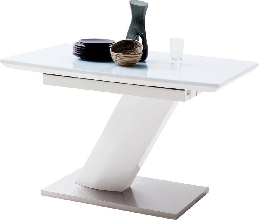 MCA furniture Eettafel Galina Bootvorm in wit met synchroon uittreksysteem voorgemonteerd veiligheidsglas - Foto 5