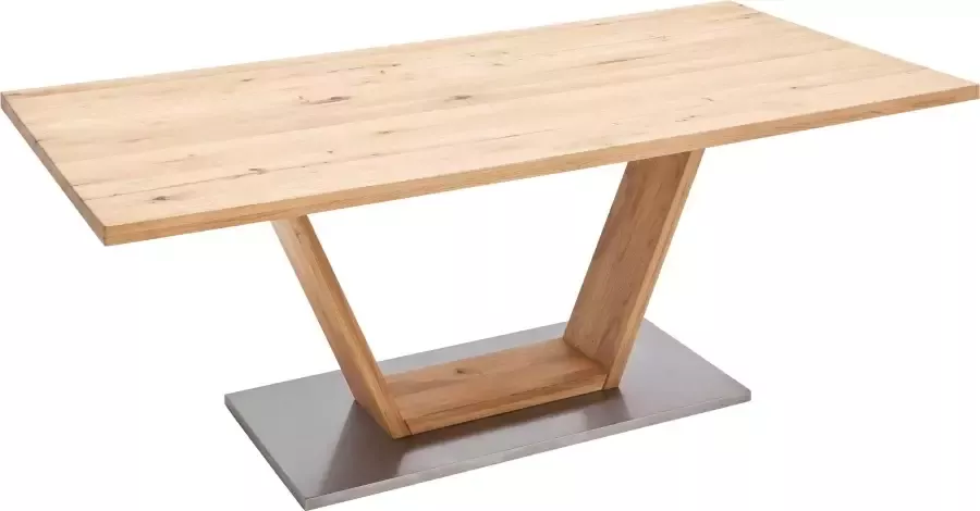 MCA furniture Eettafel Greta Eettafel massief hout met boomstamrand rechte rand of tafelblad