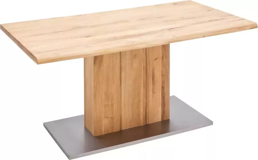 MCA furniture Eettafel Greta Eettafel massief hout met schaaldeel rechte rand of gedeeld tafelblad