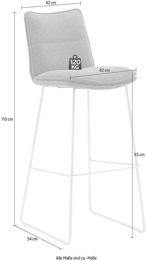 MCA furniture Barkruk Hampton Barkruk 180º draaibaar met nivellering tot 120 kg belastbaar (2 stuks) - Foto 3