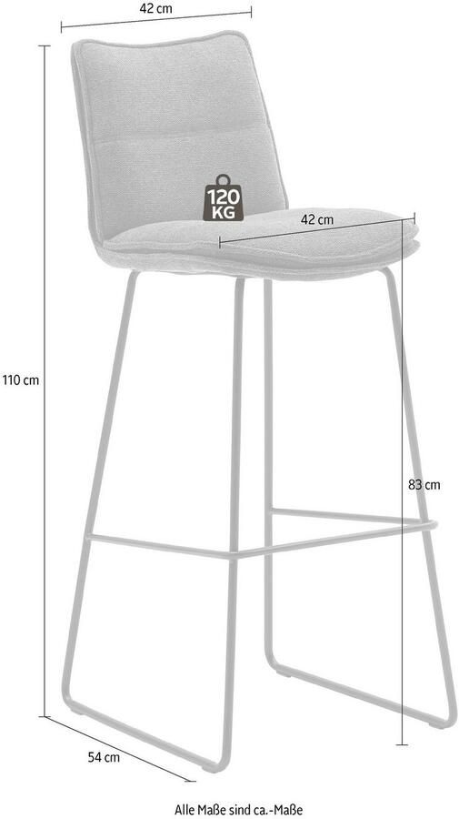 MCA furniture Barkruk Hampton Barkruk 180º draaibaar met nivellering tot 120 kg belastbaar (2 stuks) - Foto 3