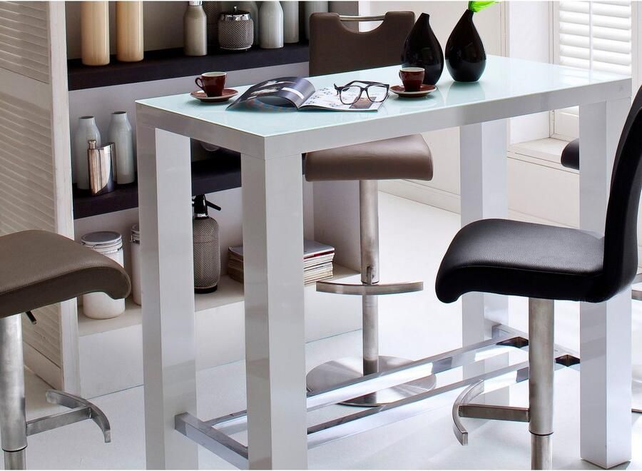 MCA furniture Bartafel Jam Bartafel hoogglans-wit keukentafel statafel met veiligheidsglas - Foto 3