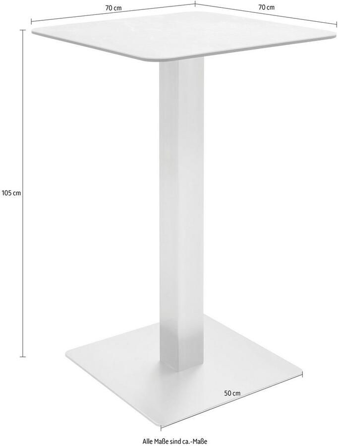 MCA furniture Bartafel Zarina Bartafel met vitrokeramiek tafelblad met edelstaal frame