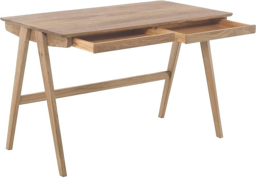 MCA furniture Bureau Delia Noesteiken massief hout geolied met laden breedte 120 cm - Foto 4