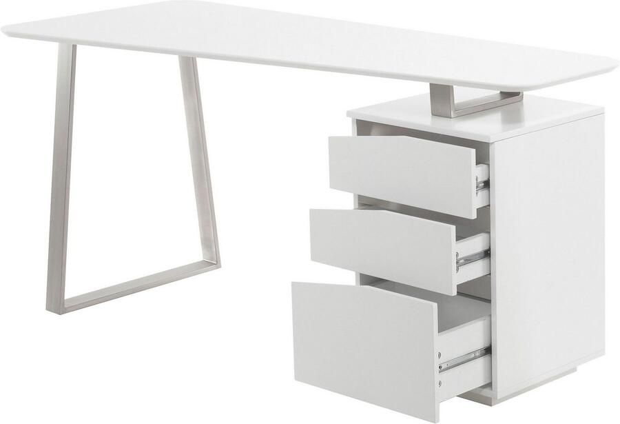 MCA furniture Bureau Tori matwit gelakt met 3 laden breedte 150 cm - Foto 4