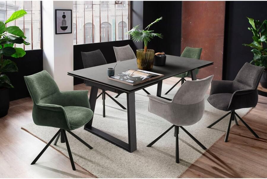 MCA furniture Eetkamerstoel Konya 2-delig set 360° draaibaar belastbaarheid 120 kg zithoogte ca. 50 cm