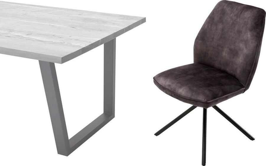 MCA furniture Eetkamerstoel OTTAWA Vintage suède-look met opstaande naad stoel belastbaar tot 120 kg (set 2 stuks) - Foto 8