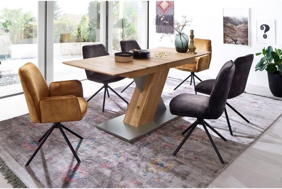 MCA furniture Eetkamerstoel OTTAWA Vintage suède-look met opstaande naad stoel belastbaar tot 120 kg (set 2 stuks) - Foto 5