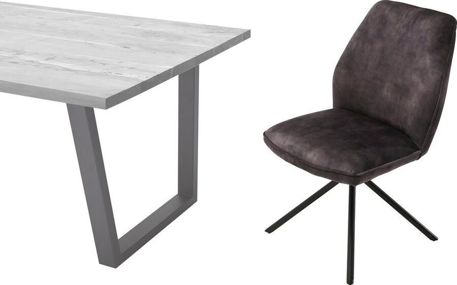 MCA furniture Eetkamerstoel OTTAWA Vintage suède-look met opstaande naad stoel belastbaar tot 120 kg (set 2 stuks) - Foto 9