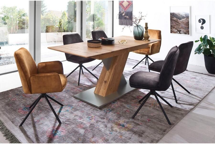 MCA furniture Eetkamerstoel OTTAWA Vintage suède-look met opstaande naad stoel belastbaar tot 120 kg (set 2 stuks) - Foto 6