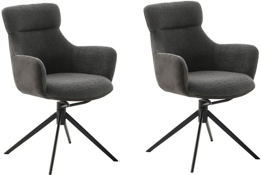 MCA furniture Eetkamerstoel Pelion (2-set) draaibaar 360° draai- & schommelfunctie zithoogte ca. 50 cm