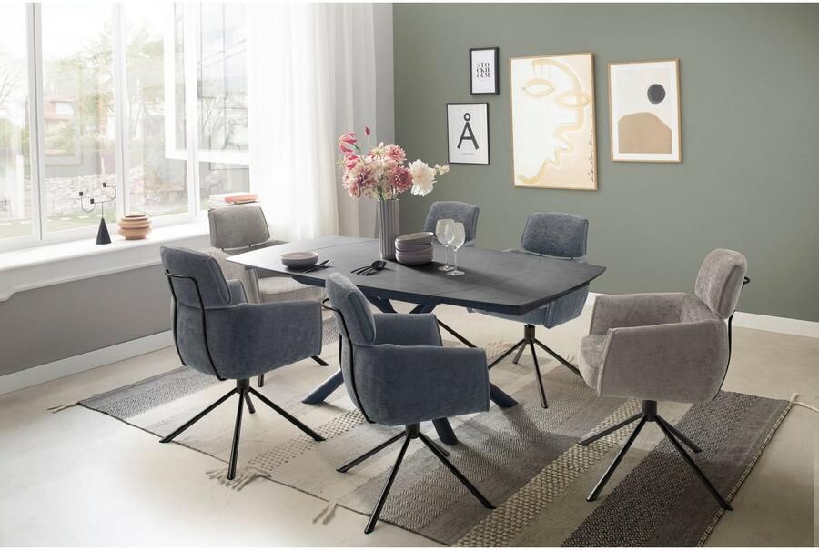 MCA furniture Eetkamerstoel Quebec (2-set) 360° draaibaar pocketvering zithoogte ca. 51 cm (set 2 stuks) - Foto 3