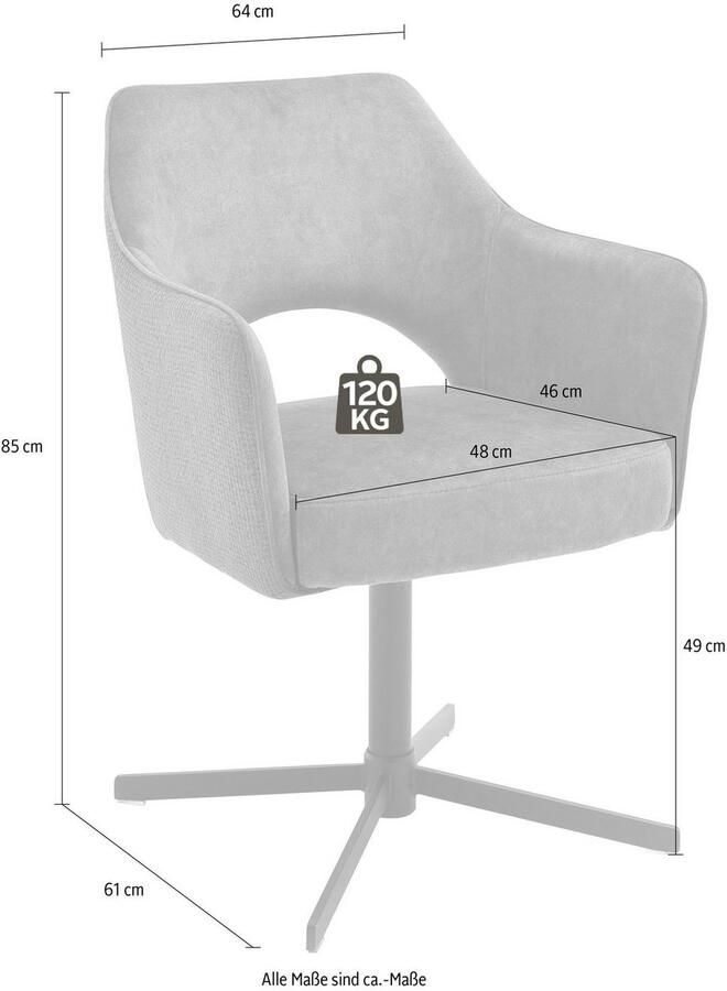 MCA furniture Eetkamerstoel Valetta 2-set 360° draaibaar pocketvering belastbaar tot 120 kg (set 2 stuks) - Foto 3