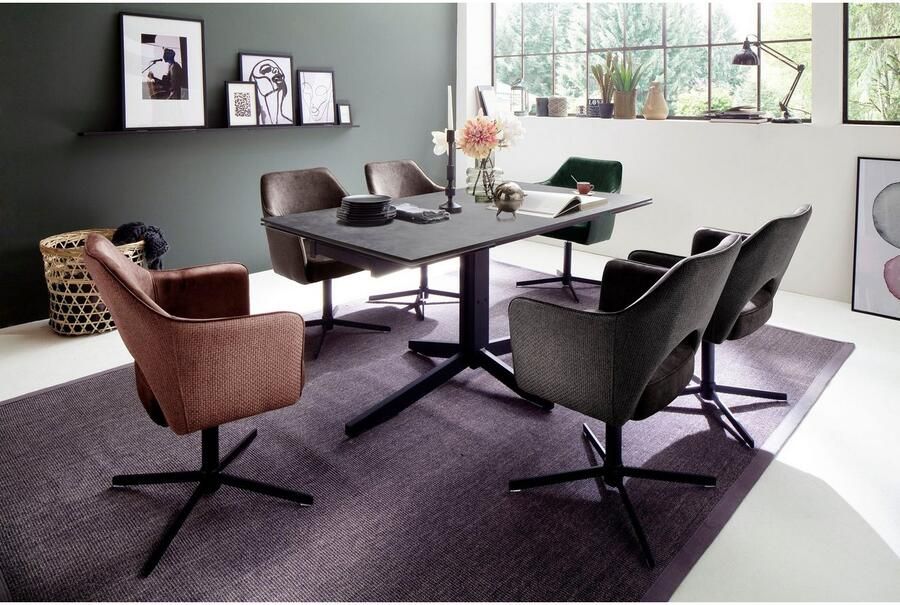 MCA furniture Eetkamerstoel Valetta 2-set 360° draaibaar pocketvering belastbaar tot 120 kg (set 2 stuks) - Foto 5