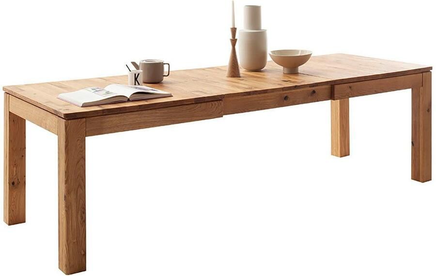MCA furniture Eettafel ETNA 4-poot tafel Massief hout doorlopende lamel blokvoet 10x10 cm tafelblad 2 5 cm - Foto 8