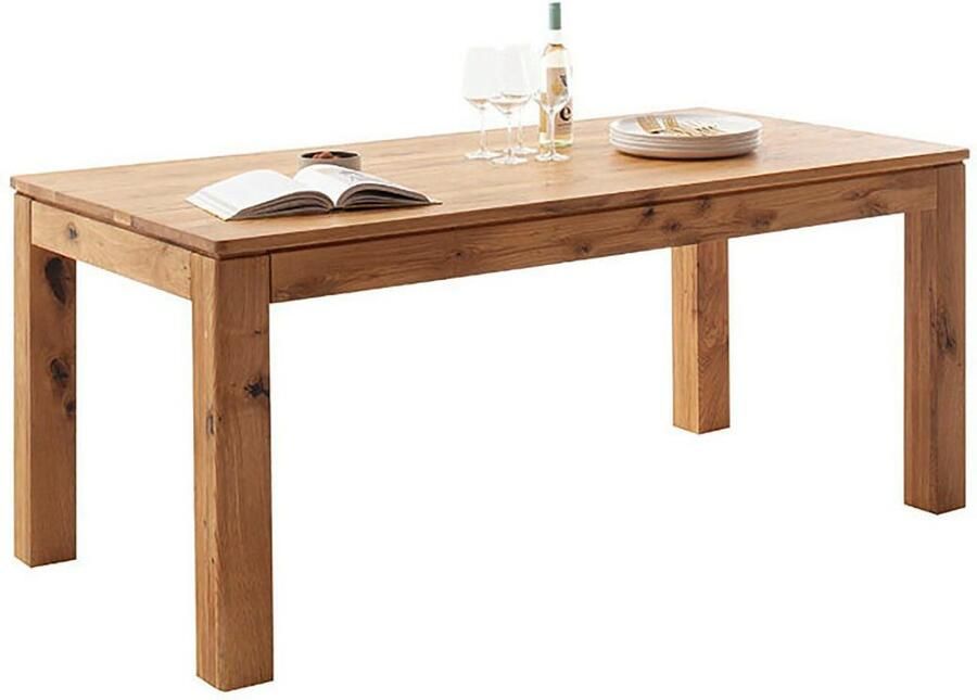 MCA furniture Eettafel ETNA 4-poot tafel Massief hout doorlopende lamel blokvoet 10x10 cm tafelblad 2 5 cm - Foto 7